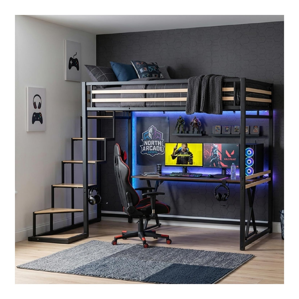 Cadres de lit structure metal chene