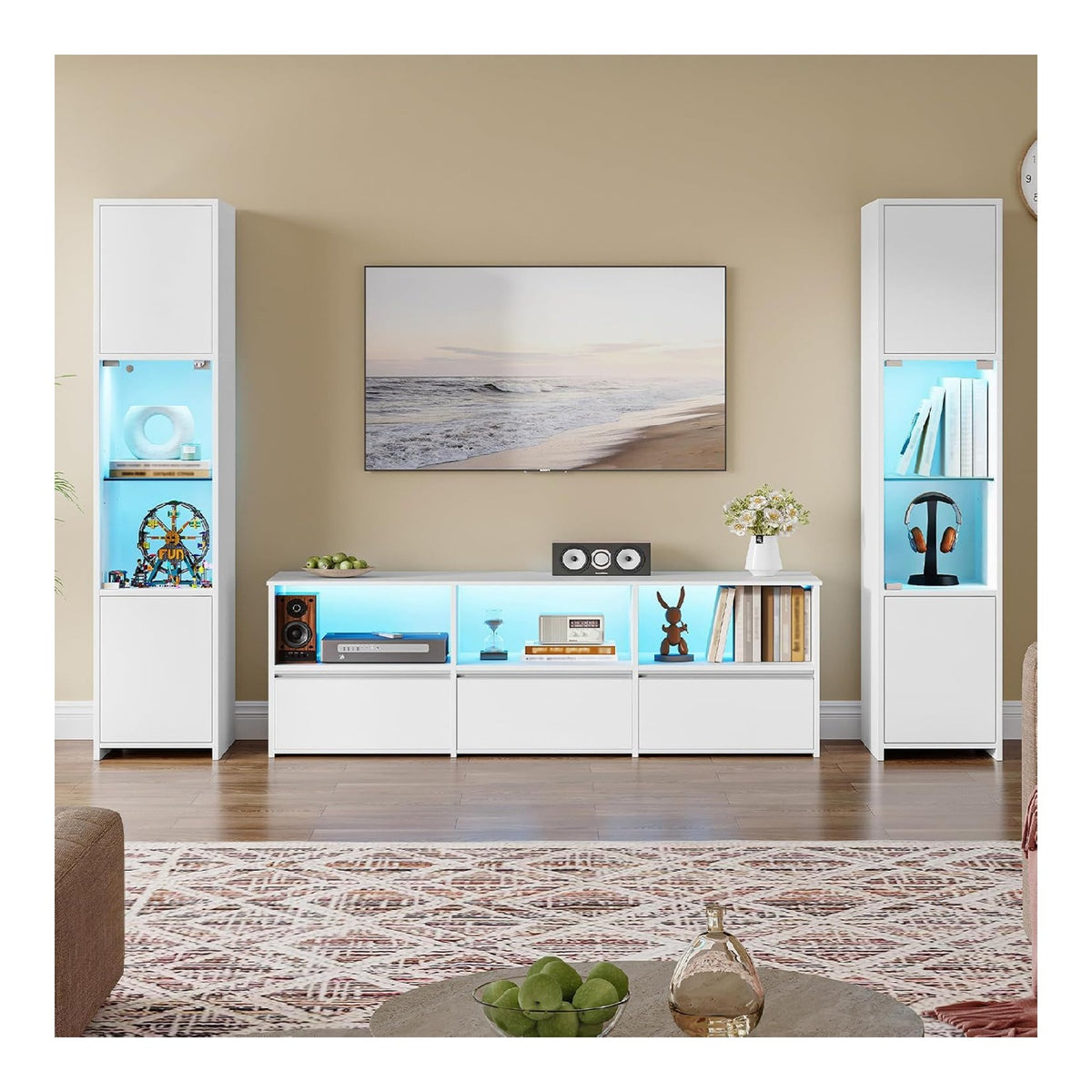 Ensembles de meubles avec tiroirs finition bois blanc