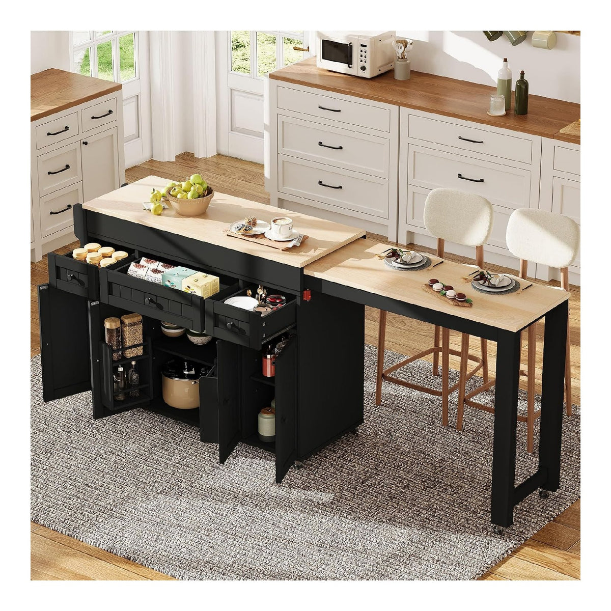 ?lots de rangement mobiles reglable avec tiroirs naturel 45,2 x 190,6 x 92 centim