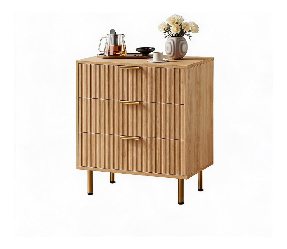 Commode de rangement avec tiroirs finition bois naturel