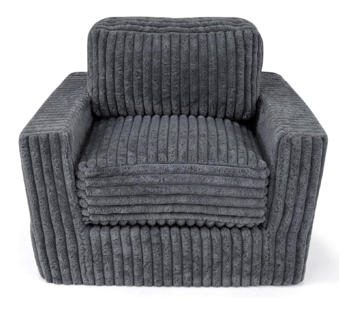 Fauteuil confortable avec rangement ferme revetement velours gris