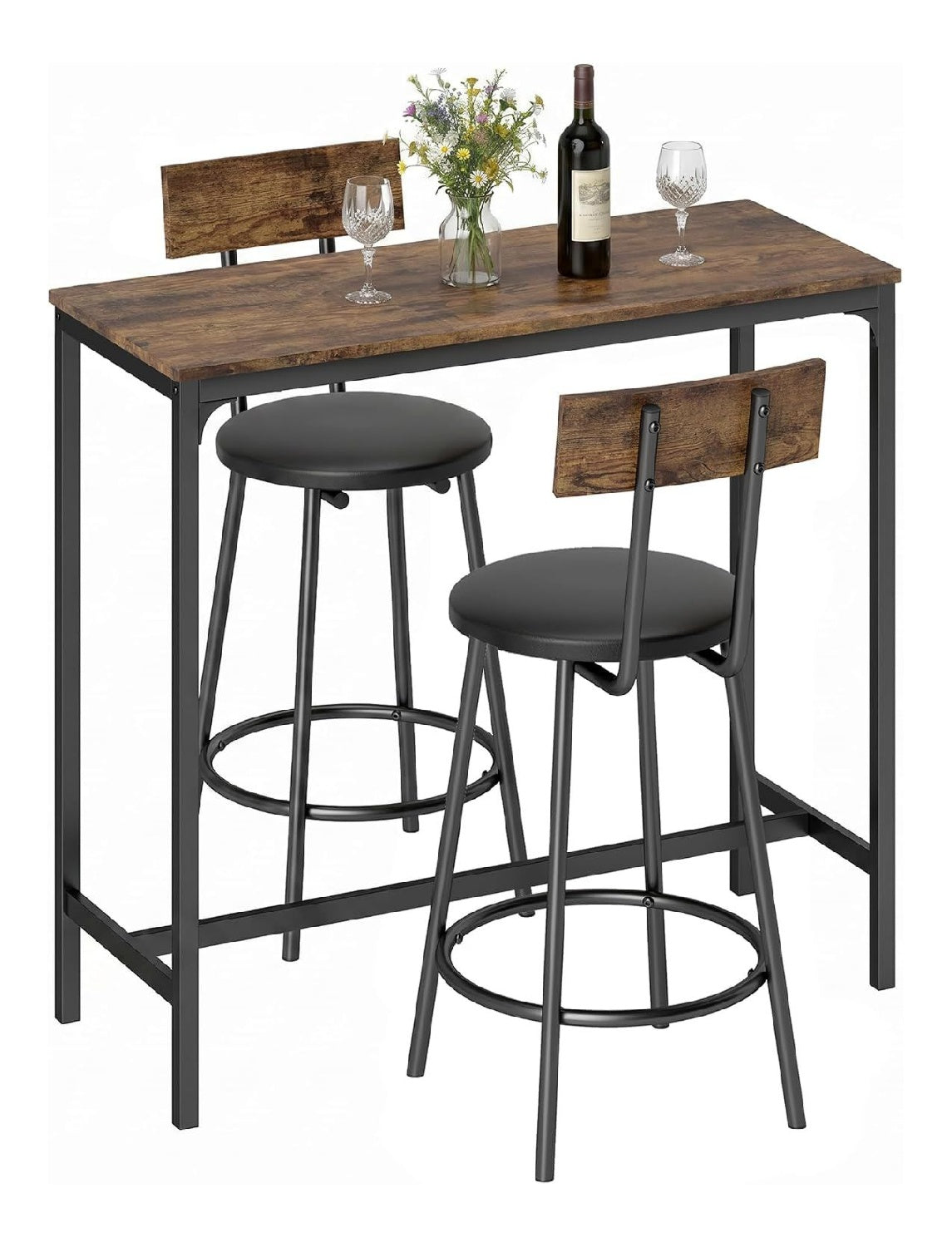 Ensembles pour bar avec rangement ferme structure metal marron
