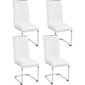 Ensemble de 4 chaises cantilever blanches en similicuir avec structure elastique, design moderne et assise confortable