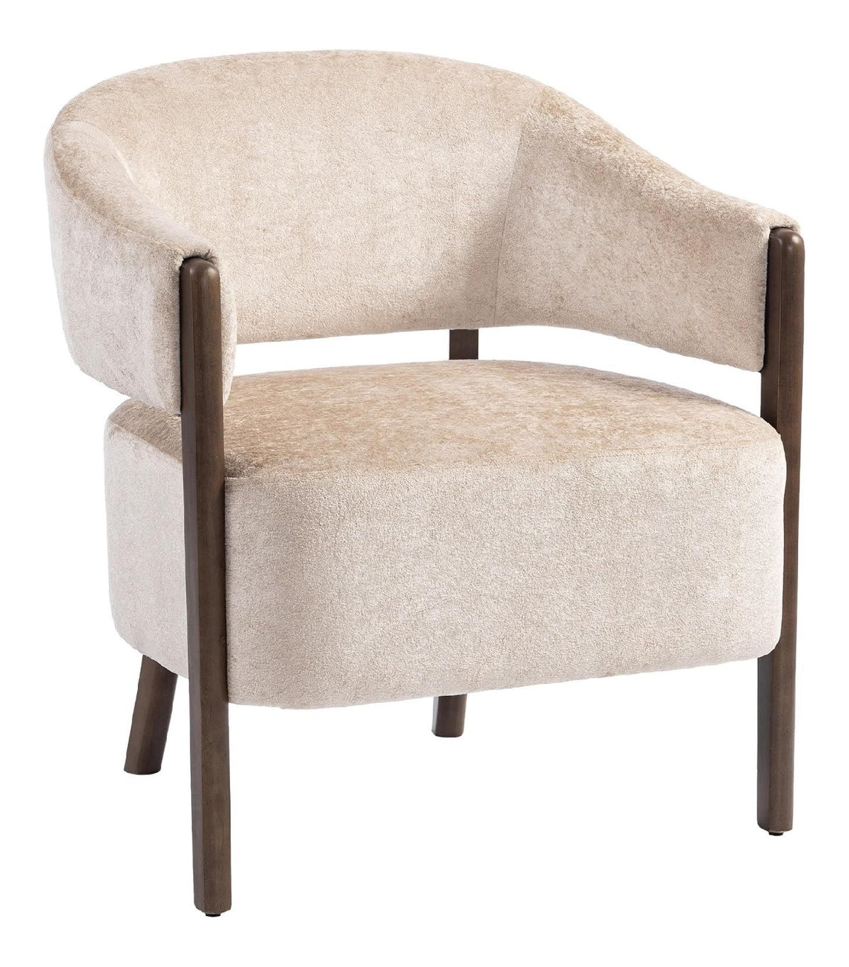 Fauteuil confortable finition bois beige 63,5 x 71 x 78,5 centim
