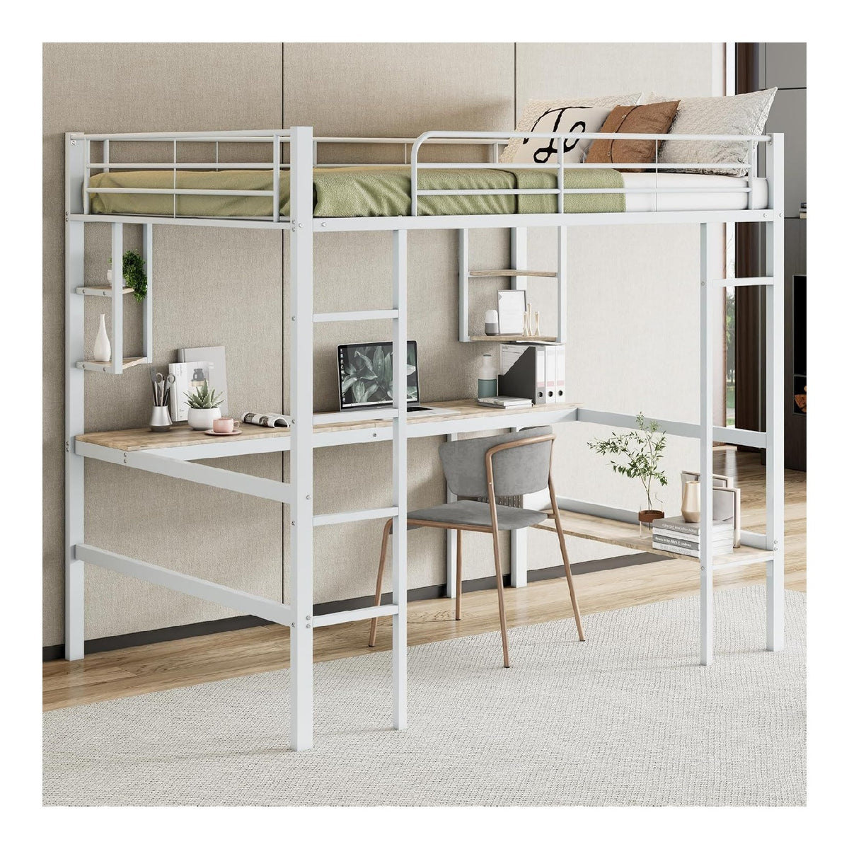 Lits structure metal blanc