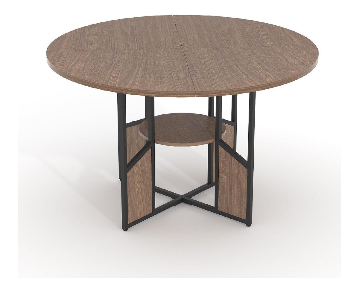 Tables avec rangement ferme structure metal noyer