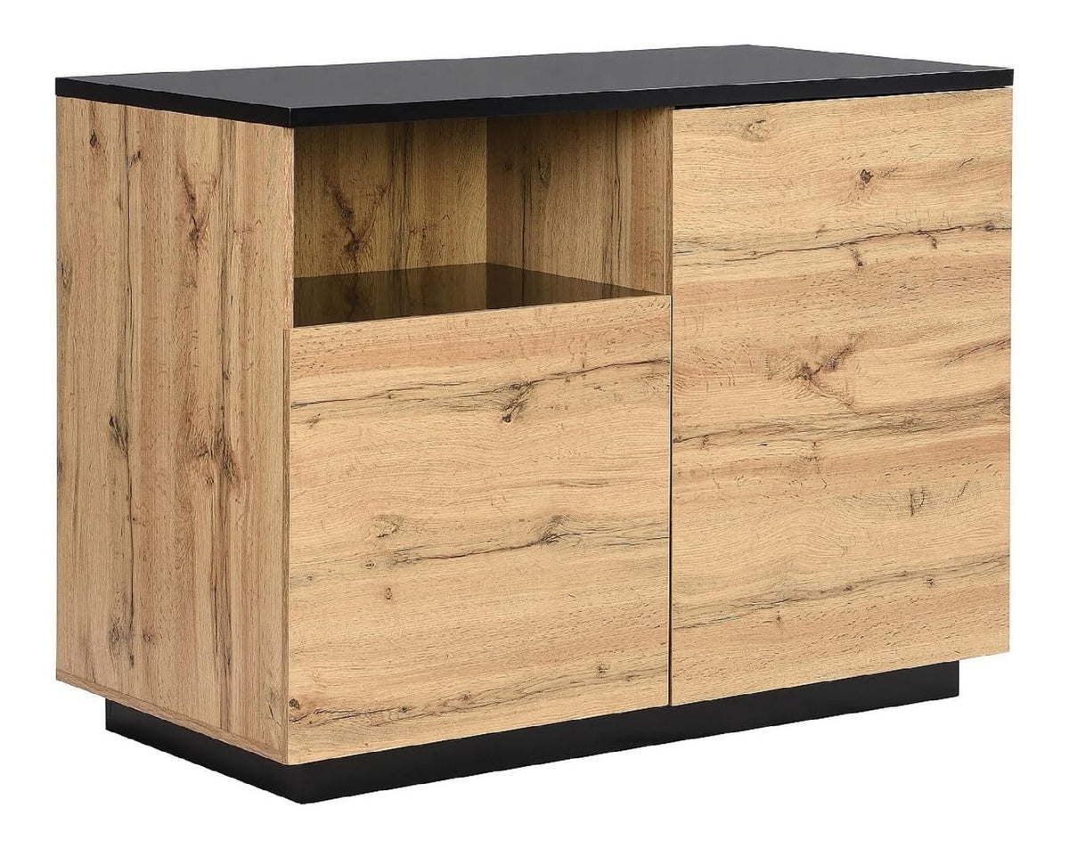 Rangements sur pied avec rangement ferme finition bois noir