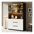 Armoires vitrees de presentation avec tiroirs avec rangement ferme noir 40 x 120 x 200 centim