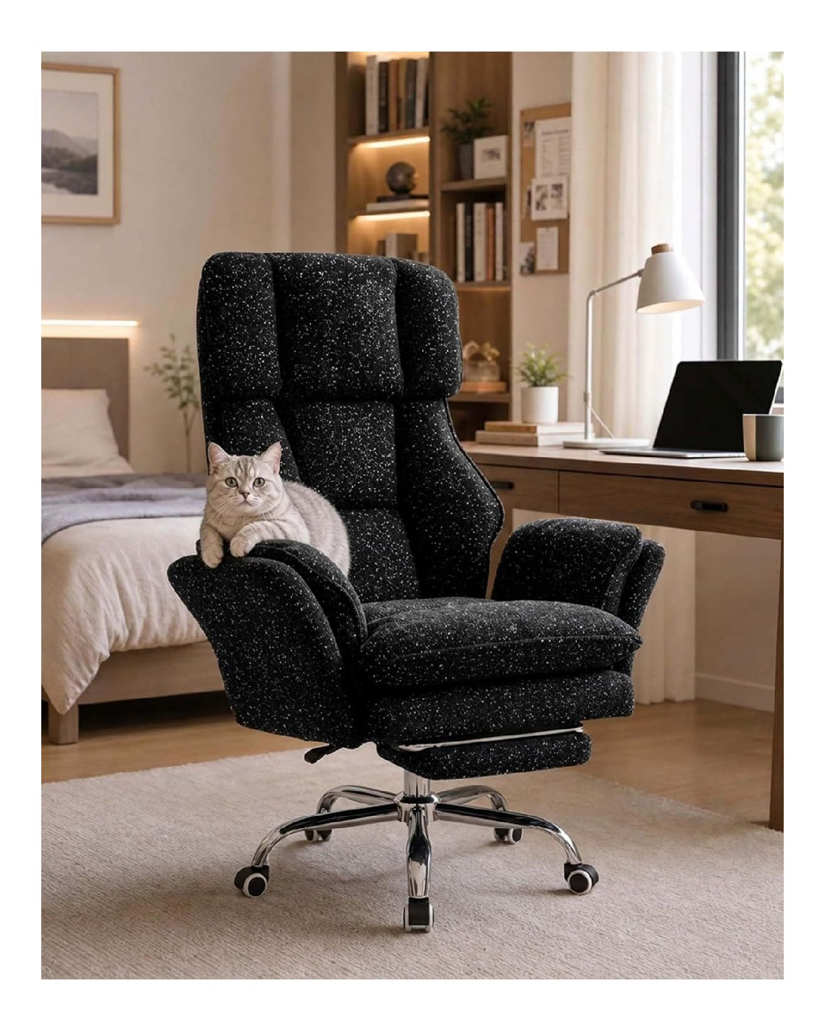Chaise confortable reglable sur roulettes noir