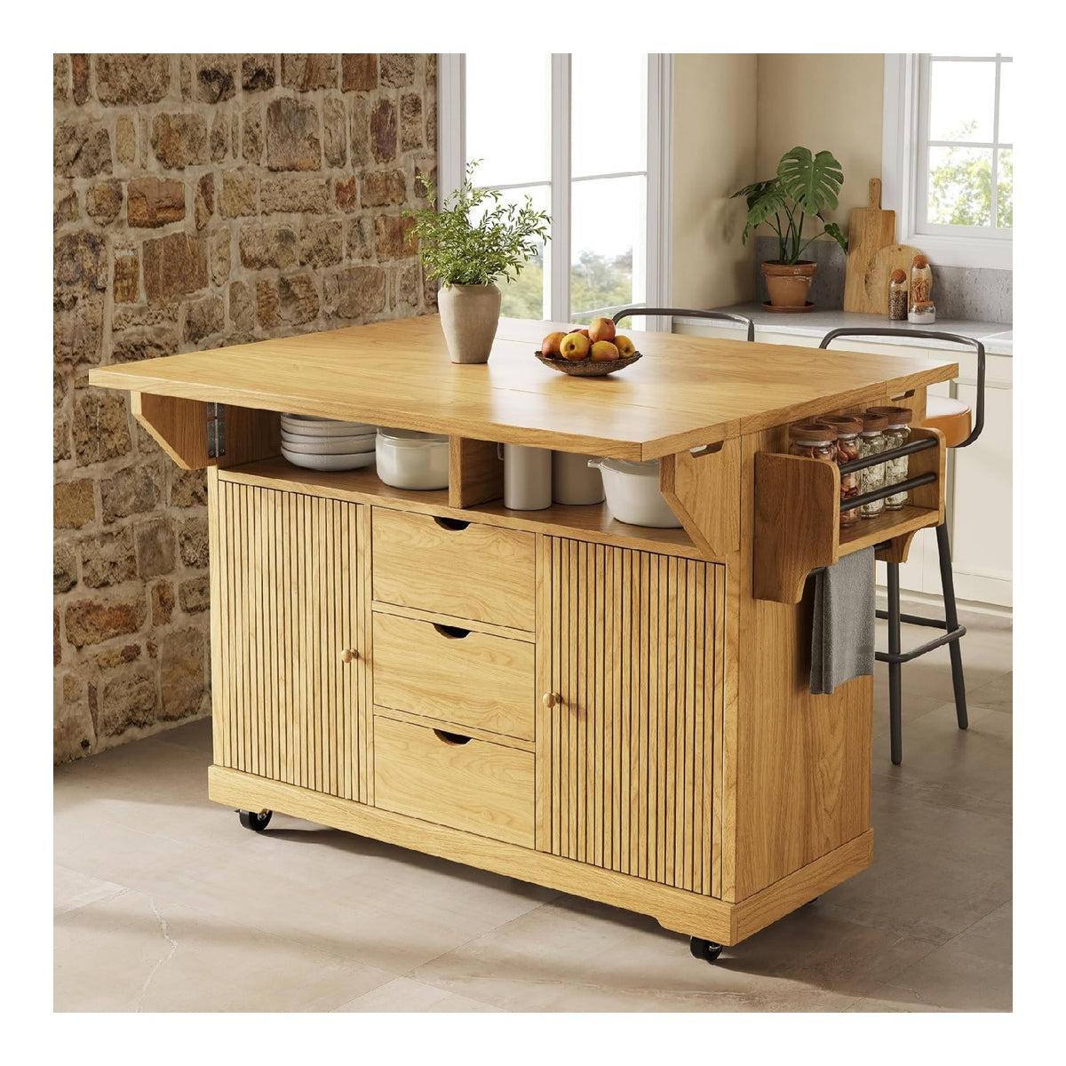 ?lots de rangement mobiles reglable avec tiroirs naturel 40 x 142 x 95 centim
