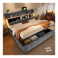 Cadres de lit avec rangement ferme revetement velours gris