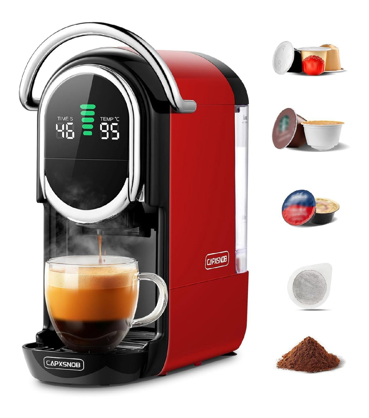 Cafetieres a capsules compact reglable rouge