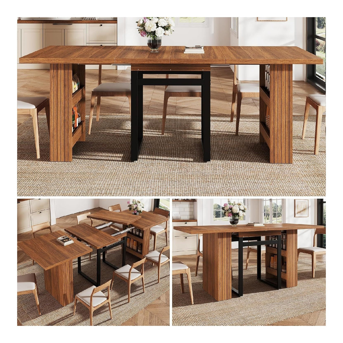 Tables avec rangement ferme finition bois noir 200 x 80 x 78 CM