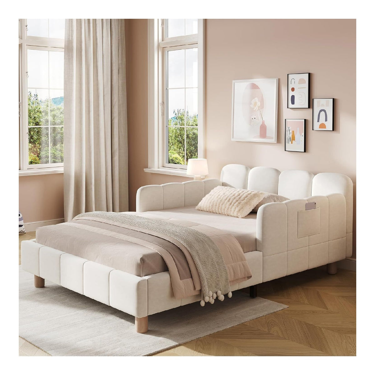 Cadres de lit inclinable finition bois beige