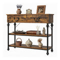 Tables consoles reglable avec tiroirs marron