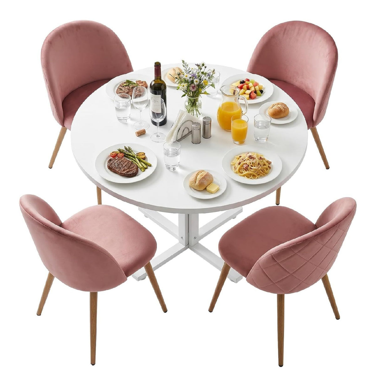 Ensembles pour salle a manger reglable avec rangement ferme rose