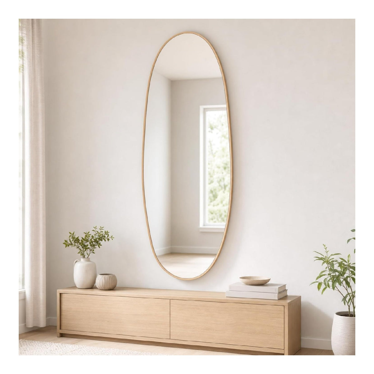 Miroirs muraux finition bois structure metal naturel